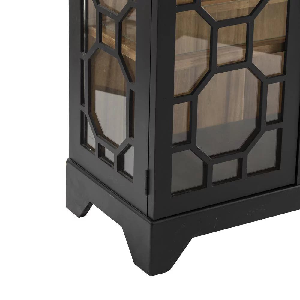 Black Wood and Glass Door Curio D124652
