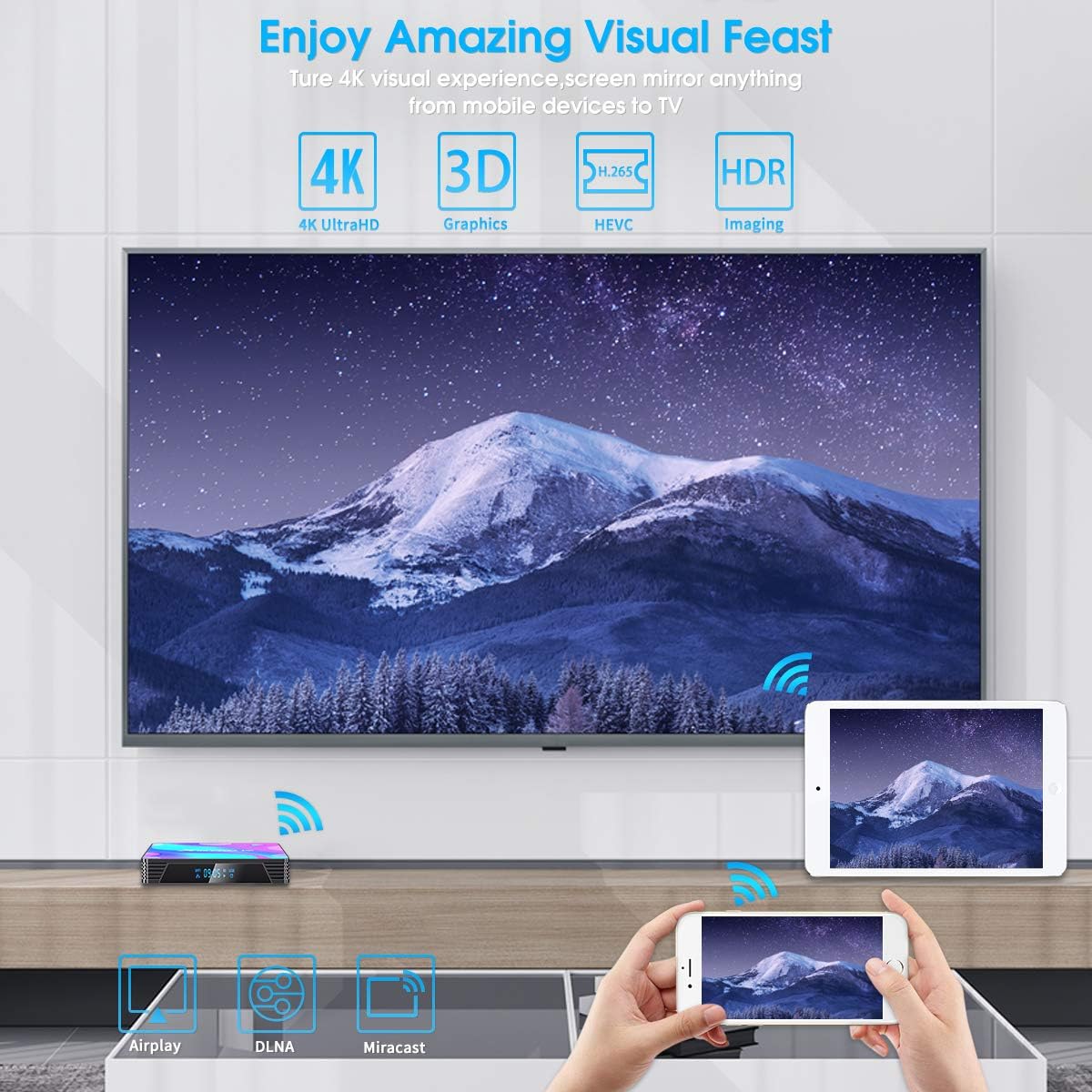 Android 11.0 TV Box 4GB RAM 64GB ROM Quad-Core 4K Pack of 2 G778188