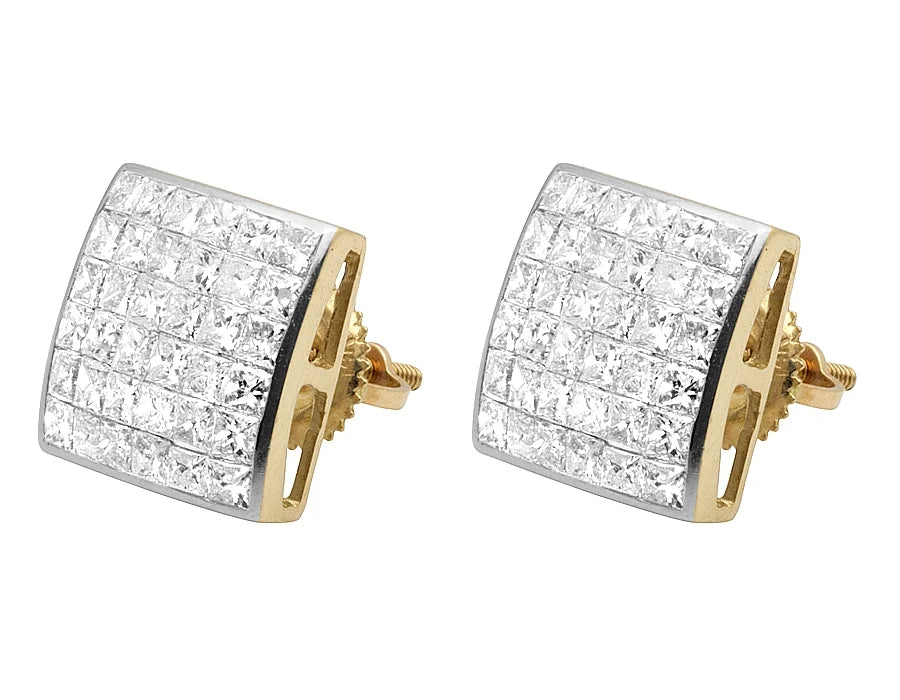 14K Yellow Gold Princess Diamond Stud Earrings 2.0ct Z942085