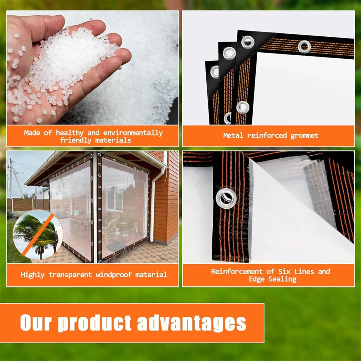 Transparent 8'x10' PE Waterproof Tarp L3354