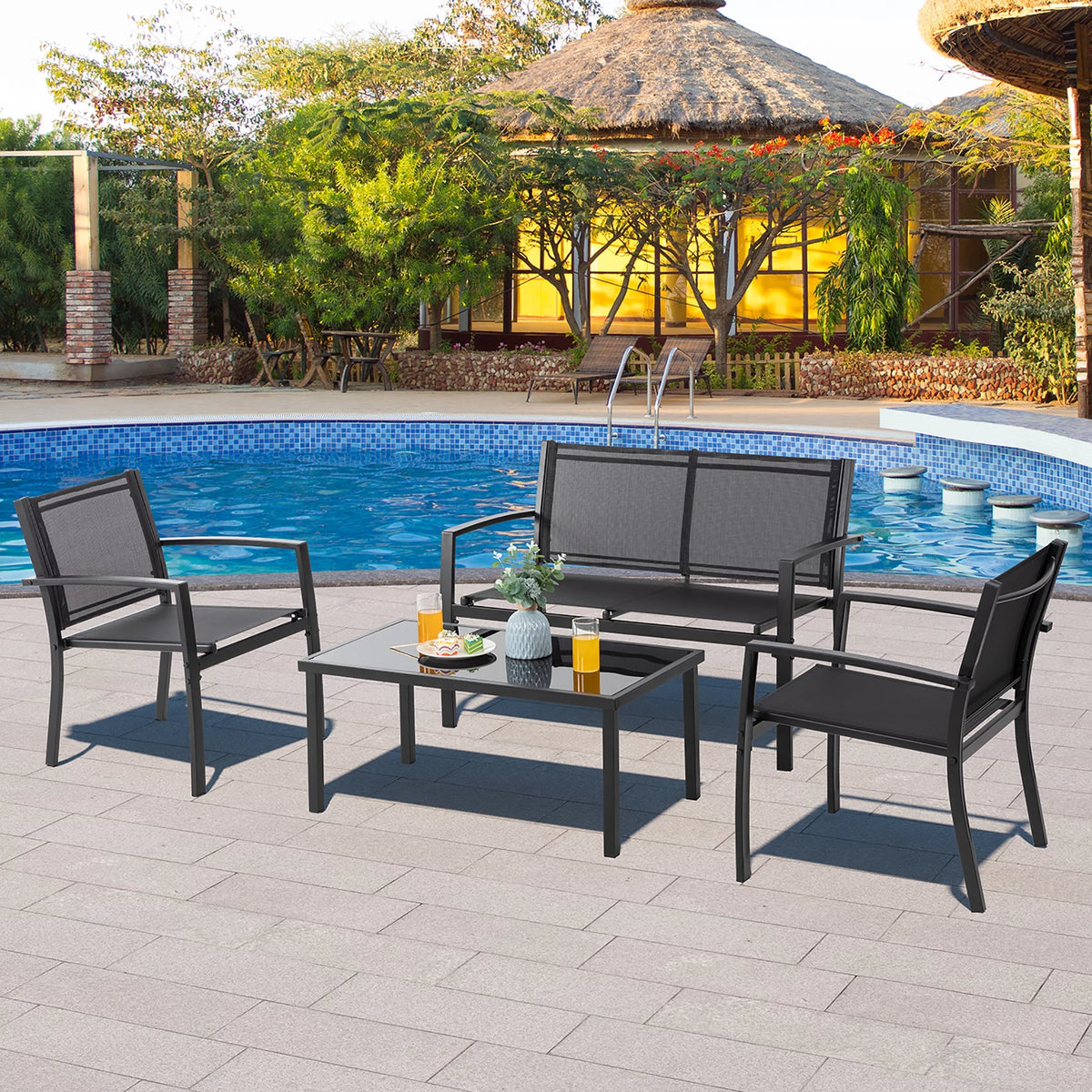 4 Pieces Textilene Patio Furniture Set B67821
