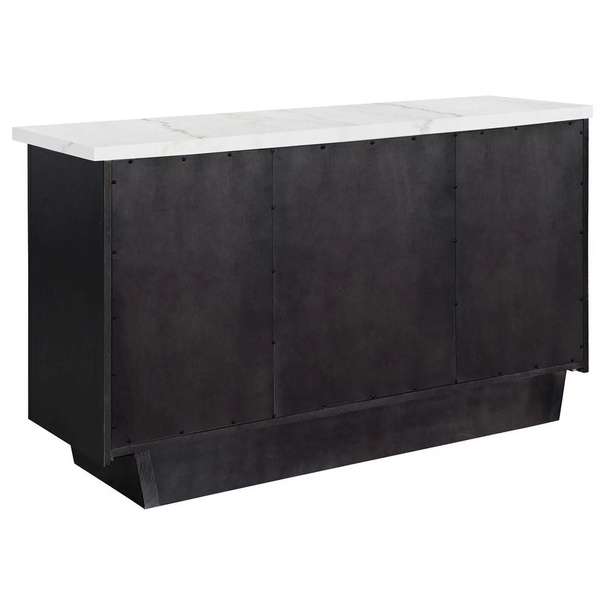 3 Drawer Marble Top Dining Sideboard Server White and Espresso E39870