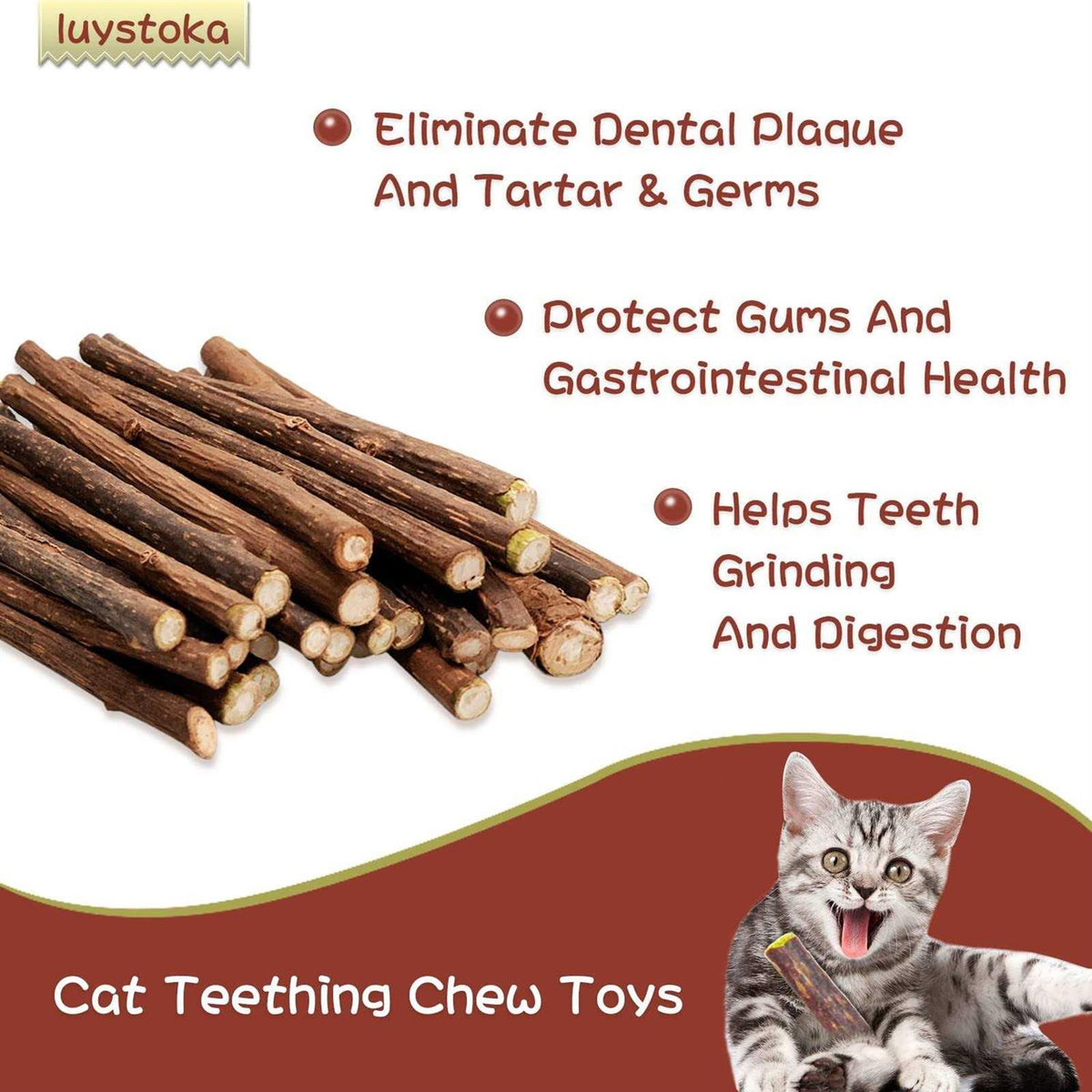 30pcs Catnip Silvervine Sticks Kitten Chew Toys R652537