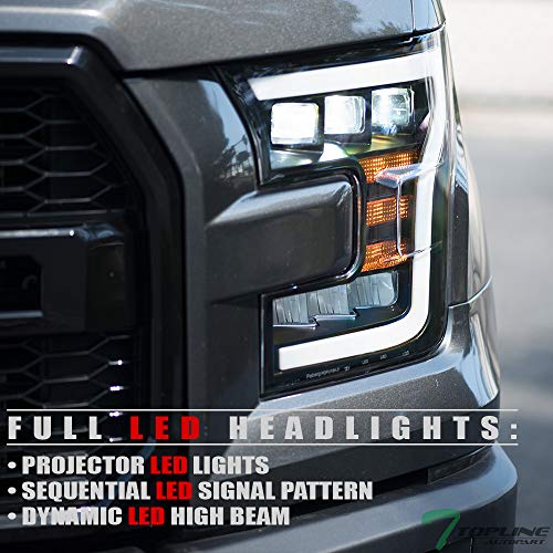 Compatible With 2015-2017 Ford F150 Black Housing Full LED Sequential Projector Headlights V83714