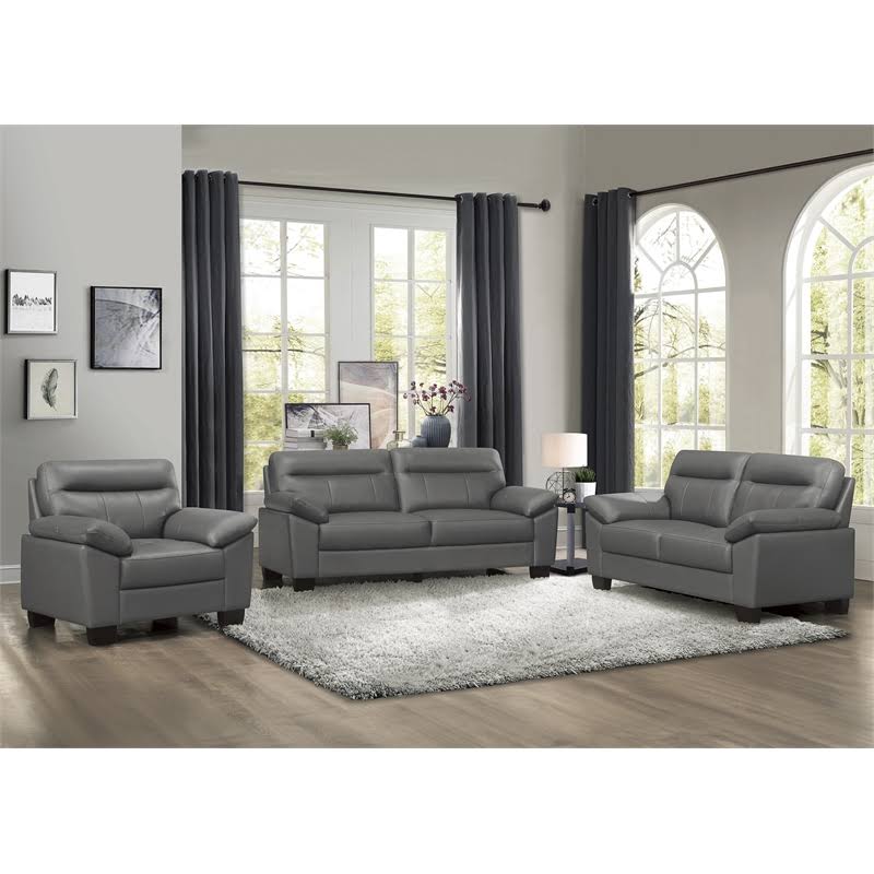 Dark Gray Leather Match Accent Chair Y209
