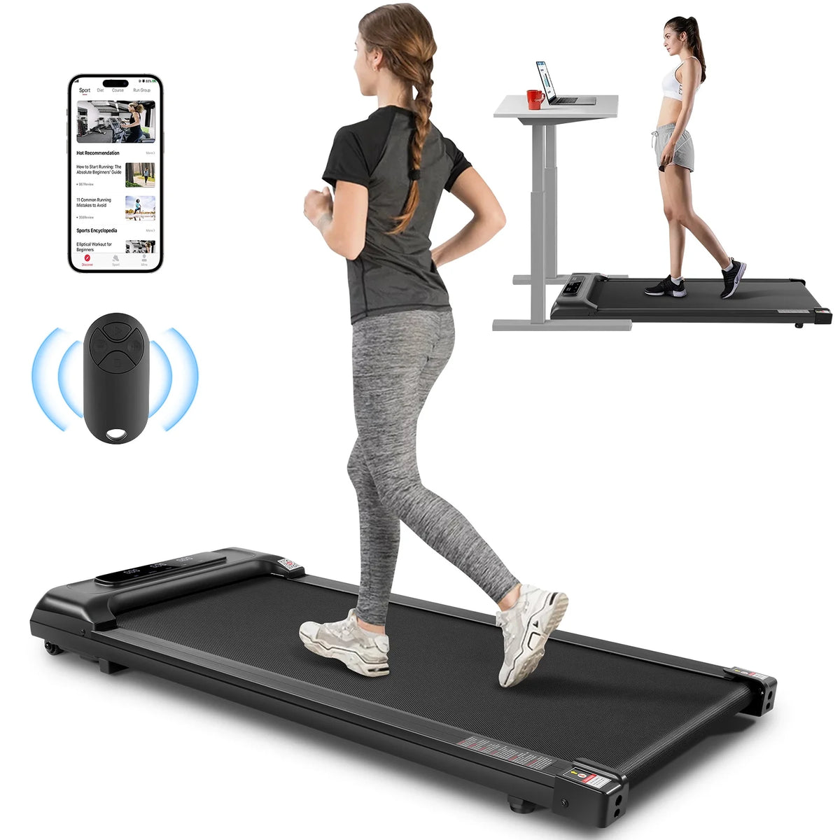 Under Desk Walking Pad Treadmill 2.5HP 300lbs Capacity O206