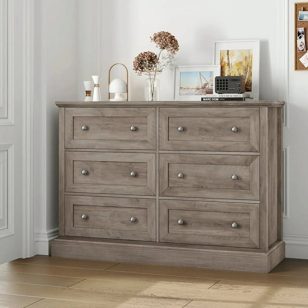 White 6 Drawer Double Dresser S6754