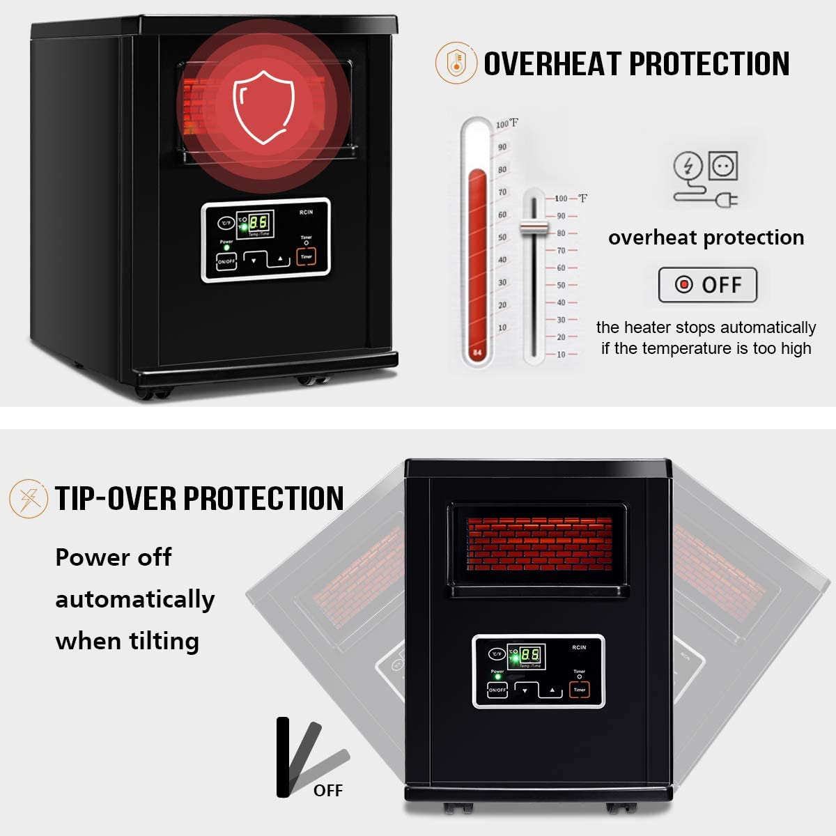 1500W Portable Electric Space Heater with Remote Control F188212