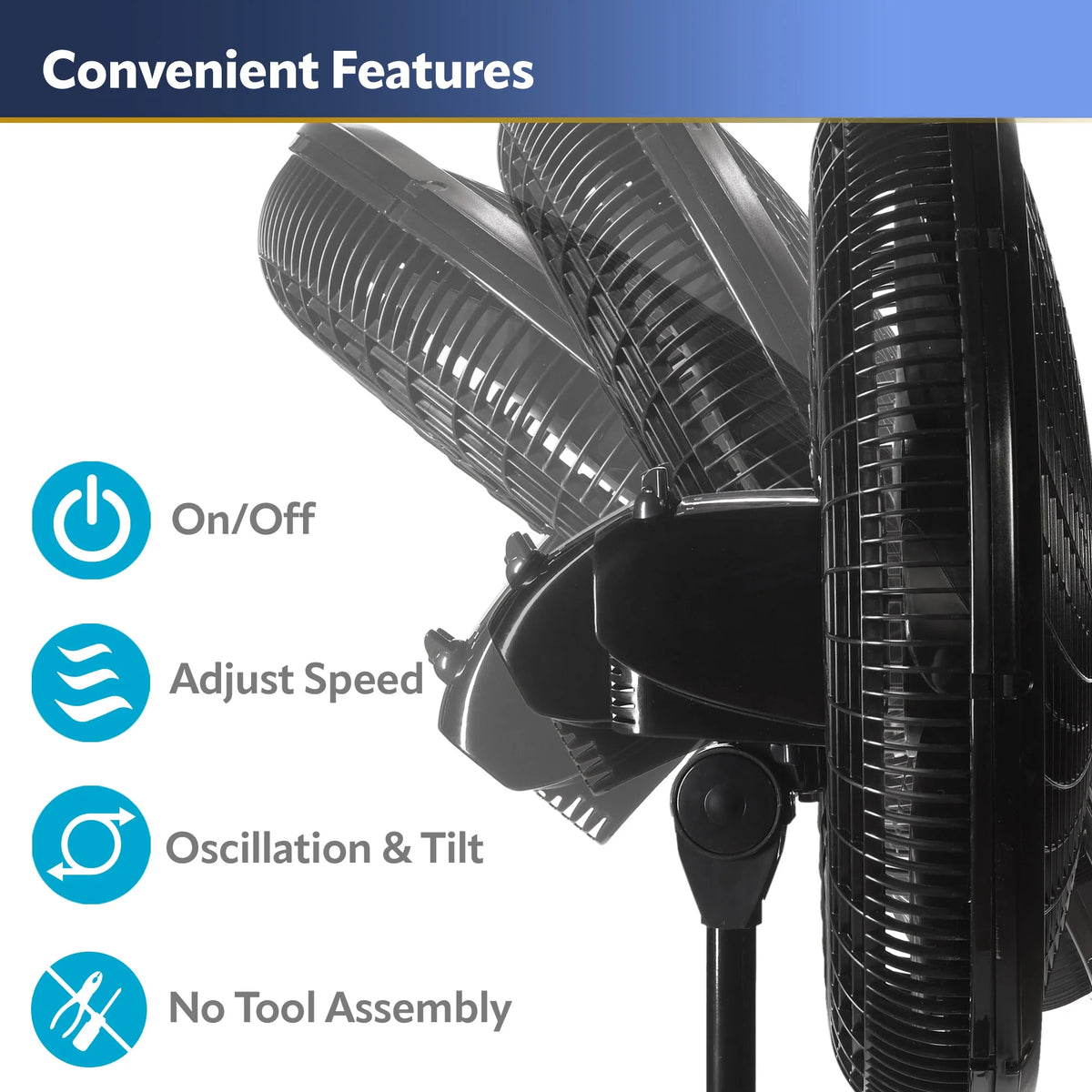 18 Oscillating 3-Speed Pedestal Fan H2588