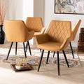 Tan Faux Leather 4-Piece Dining Chair Set Y338