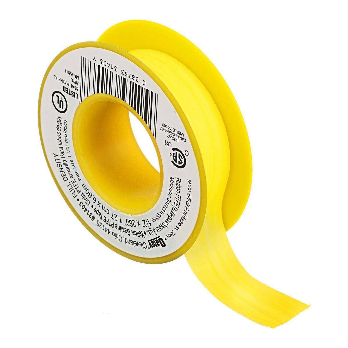 1/2 in. x 21-2/3 ft. Yellow PTFE Thread Seal Tape J253804