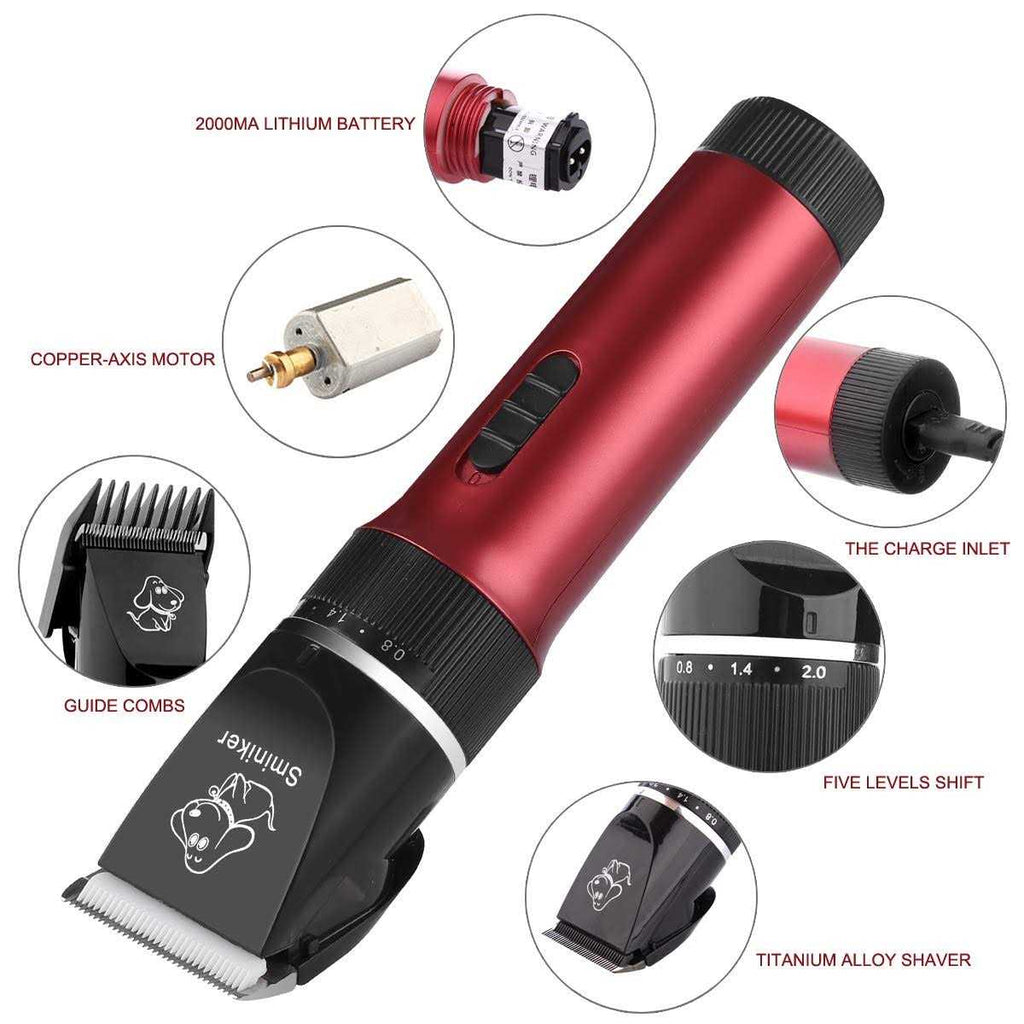 Rechargeable Cordless Low Noise Pet Clippers Grooming Kit with Storage Bag B2068