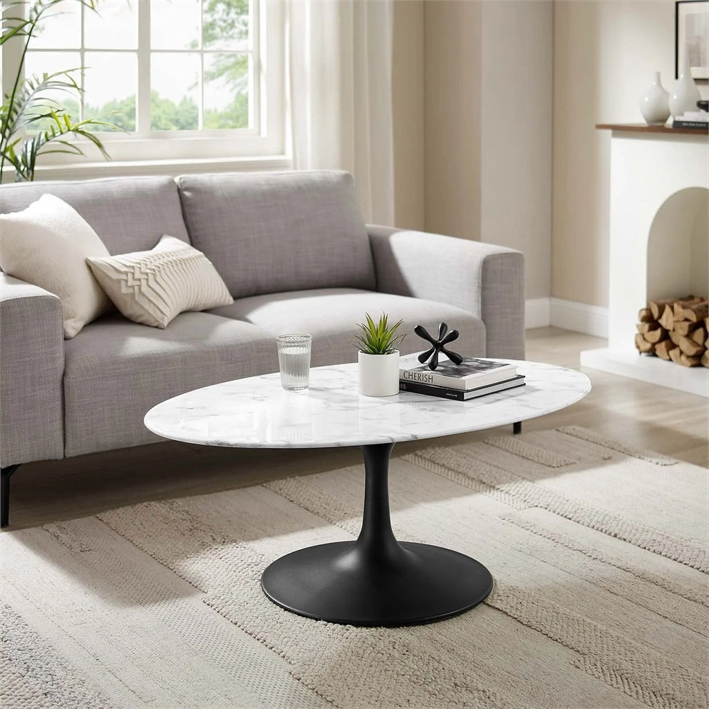 42" Oval Top Modern Metal Coffee Table N149467