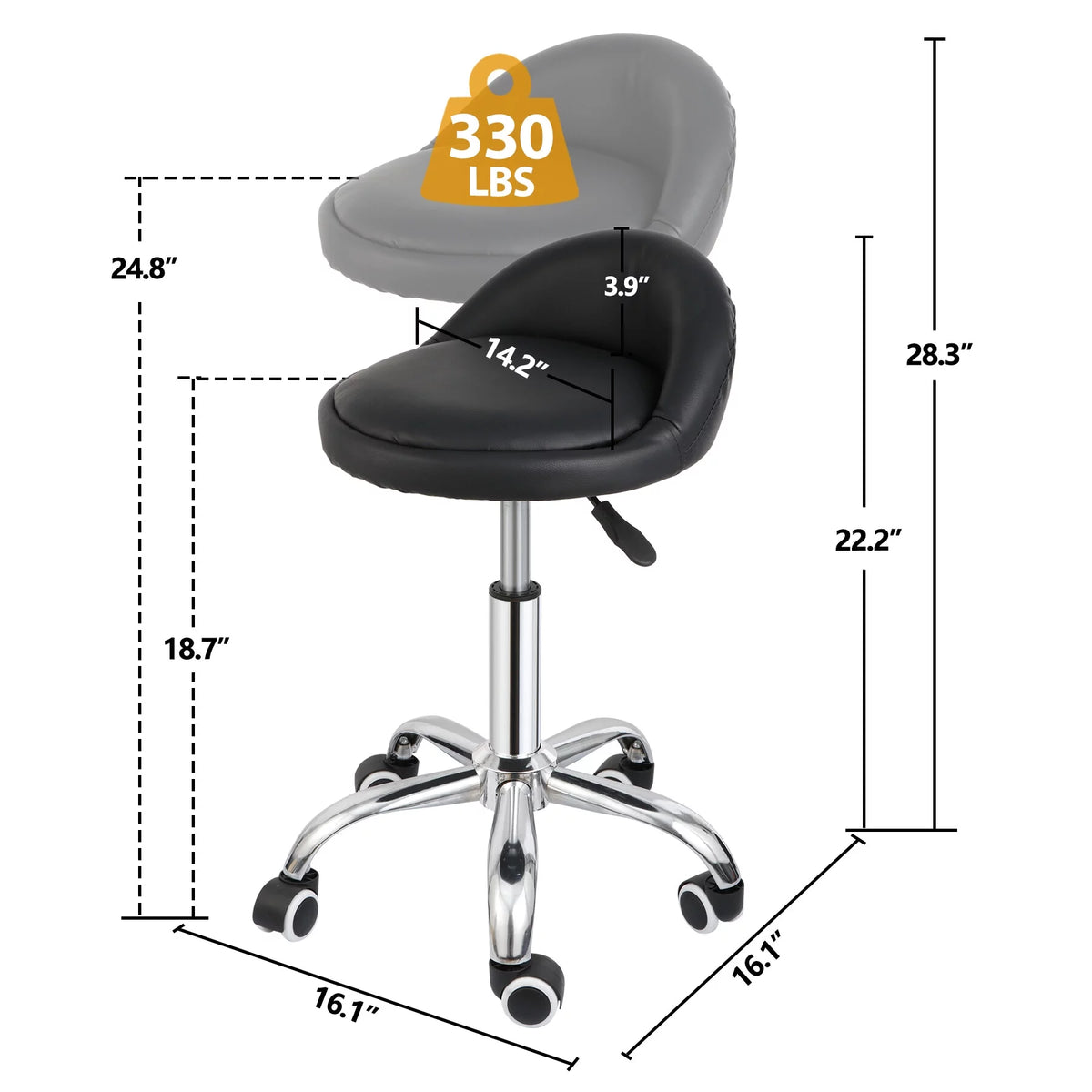 Swivel Rolling Stool on Wheels PU Leather Black O1414