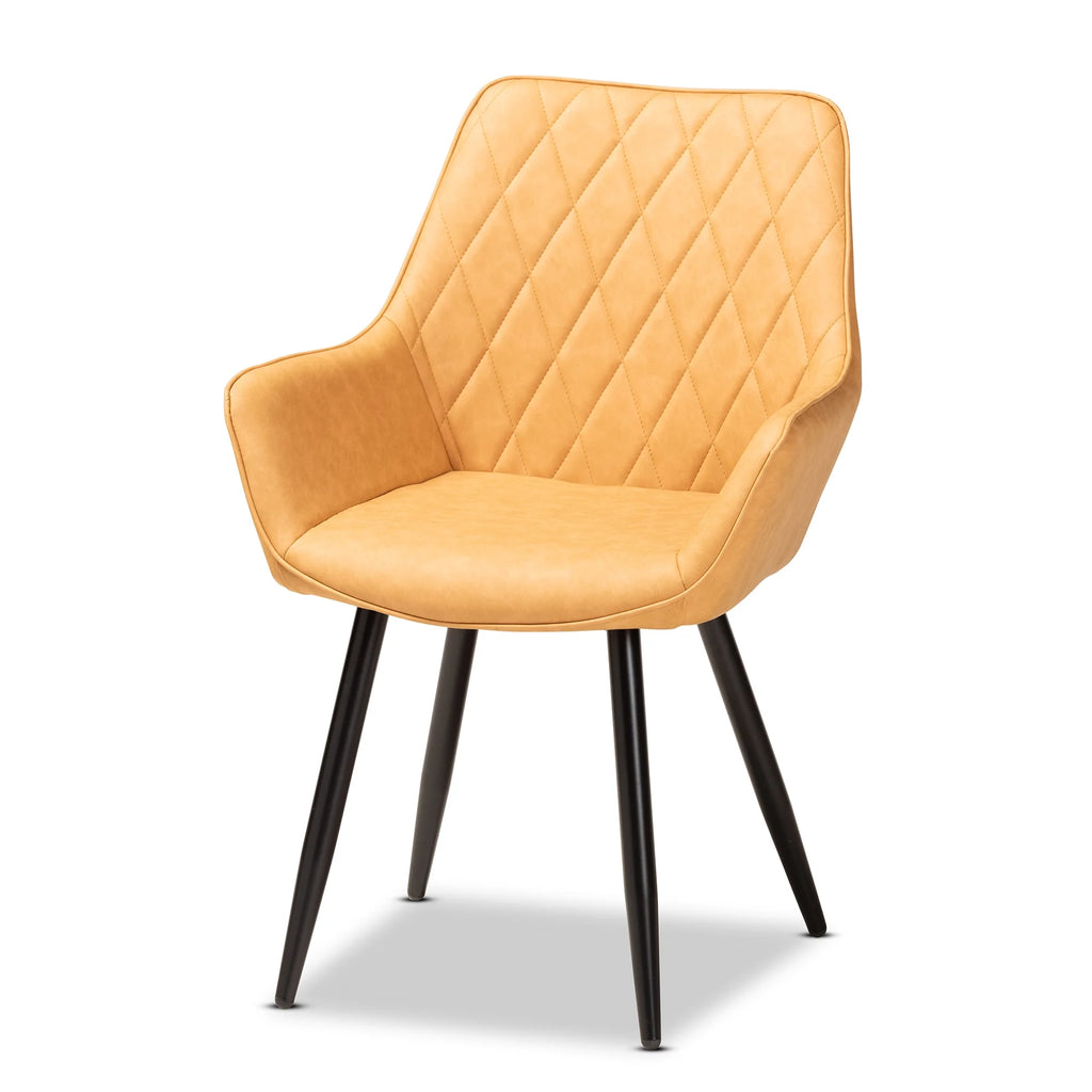 Tan Faux Leather 4-Piece Dining Chair Set Y338