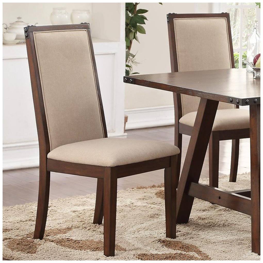 Set of 2 Rubber Wood Dining Chair Beige and Brown O622761