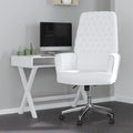 White High Back Tufted Faux Leather Swivel Office Chair L2380