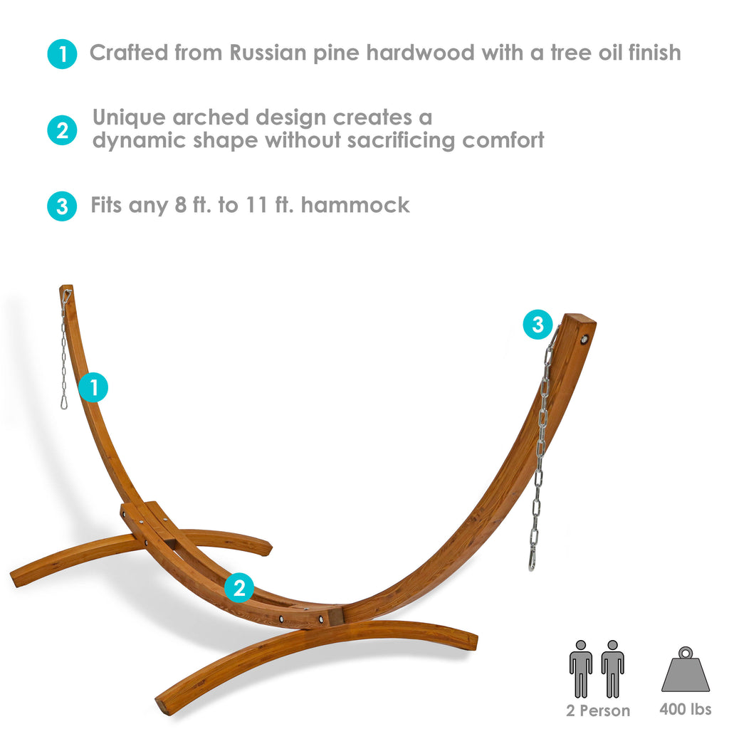 12 ft. Curved Arc Wood Hammock Stand V70269