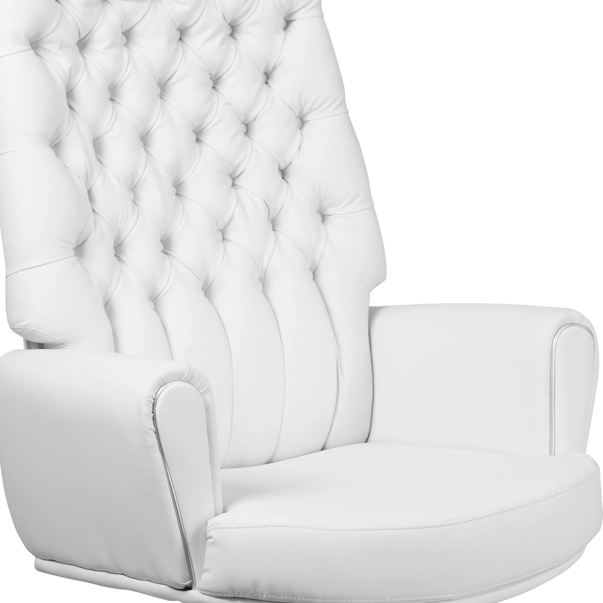 White High Back Tufted Faux Leather Swivel Office Chair L2380