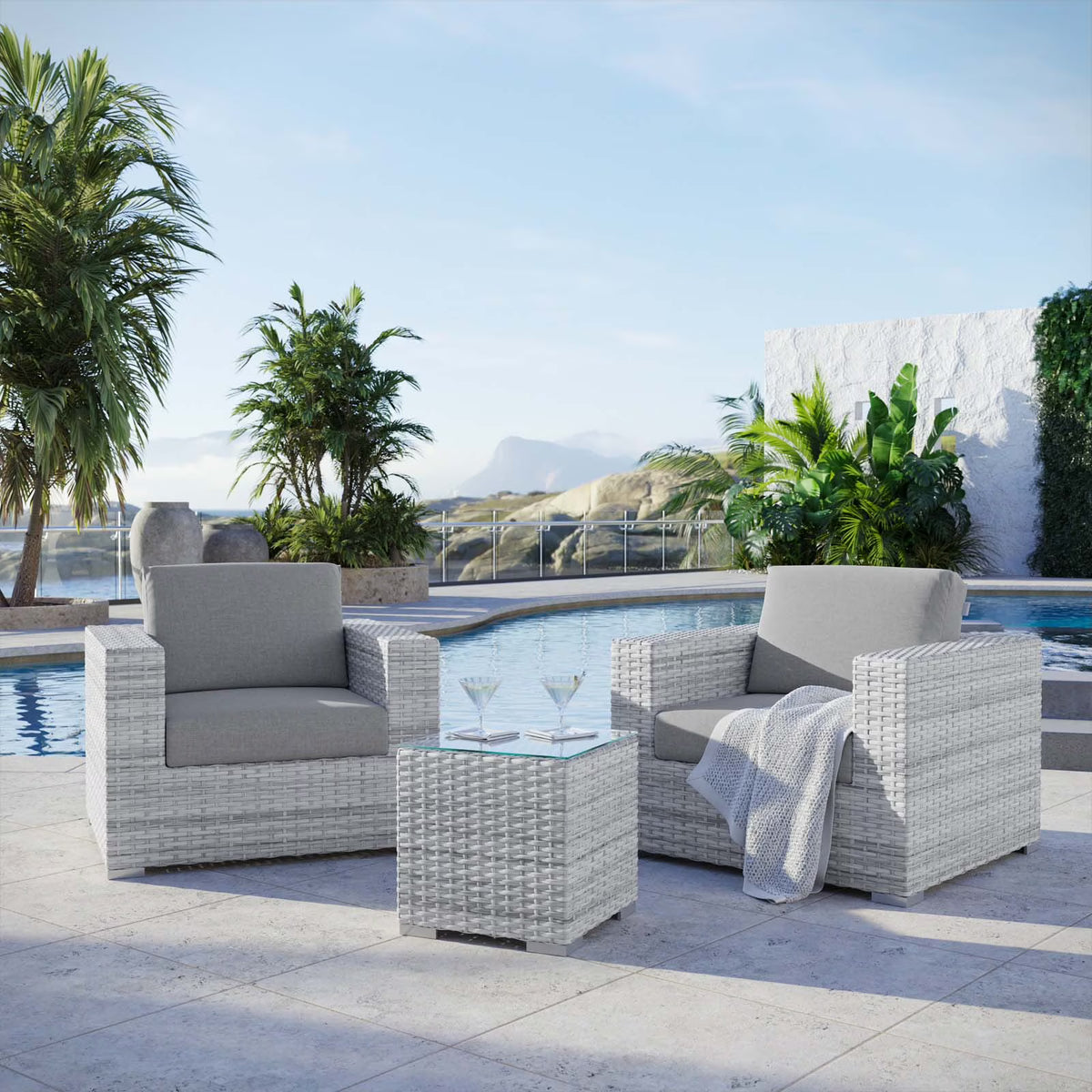 3-Piece Outdoor Patio Set in Light Gray X2797