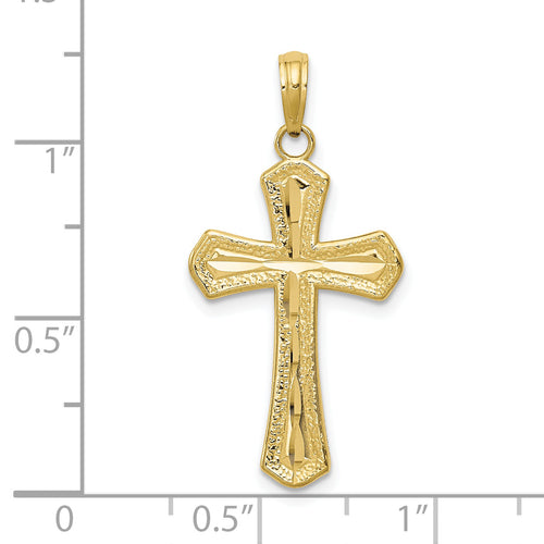 10K Yellow Gold Diamond-cut Cross Pendant B2069