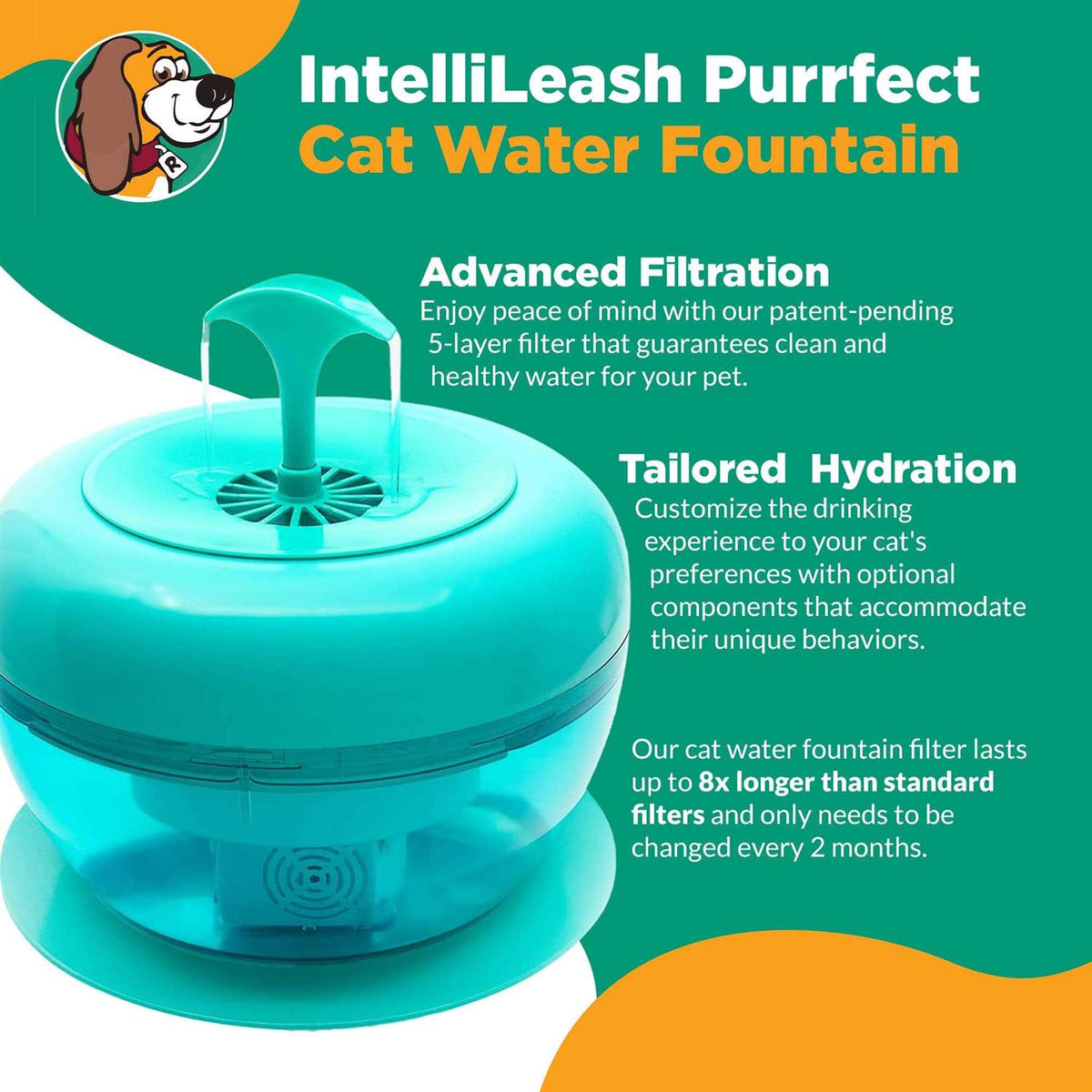 Water Fountain for Cats and Small Dogs with 5-Layer Filter N17770