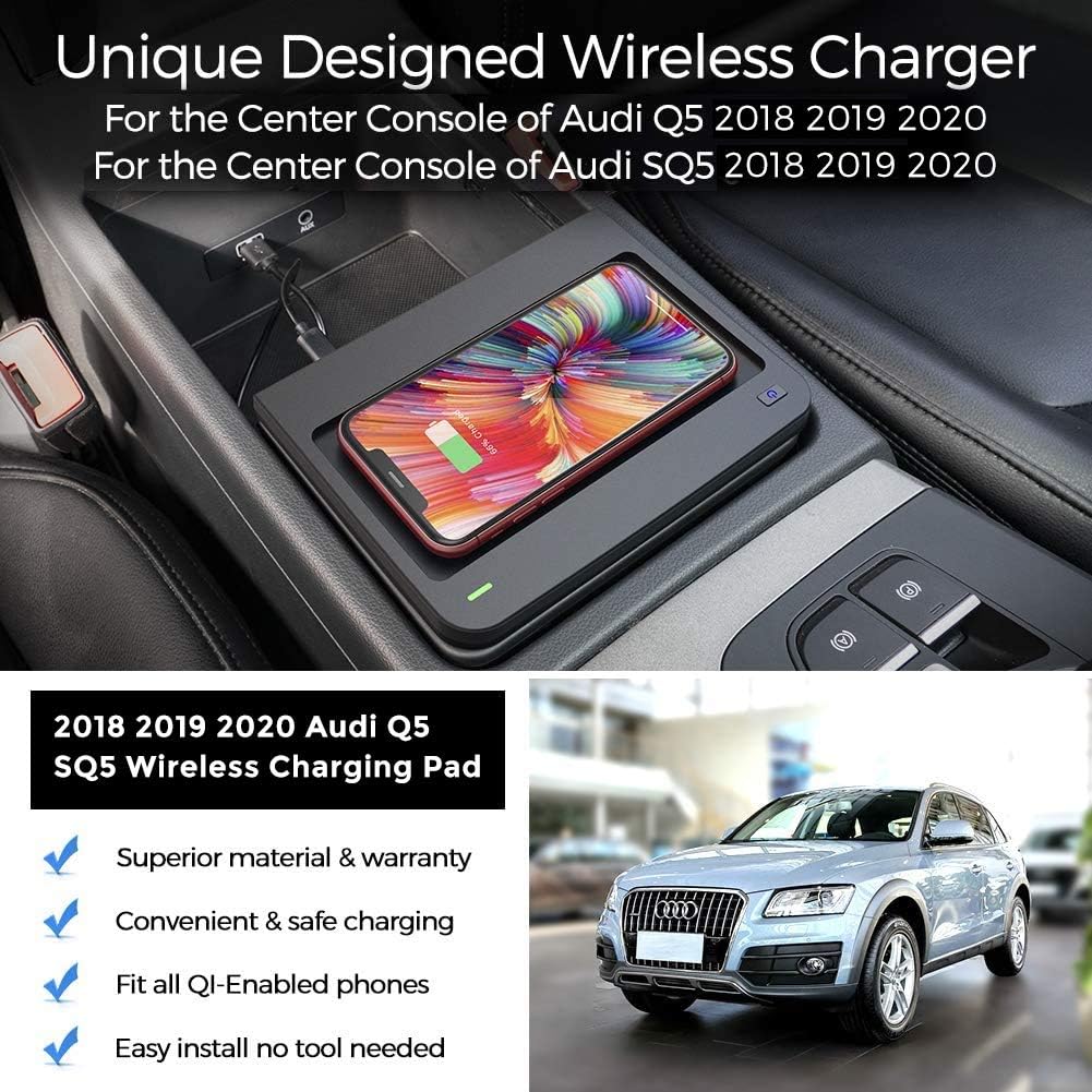 Wireless Phone Charger Pad for Audi Q5 SQ5 2018 2019 2020 Center Console, Pack of 2 Z337