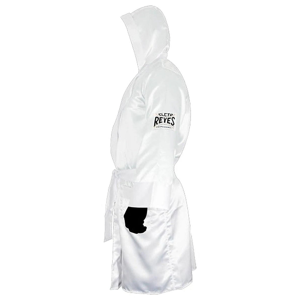 White Satin Boxing Robe with Hood L875533