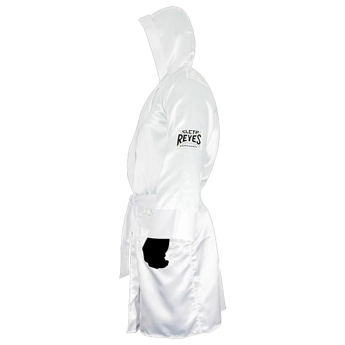 White Satin Boxing Robe with Hood L875533
