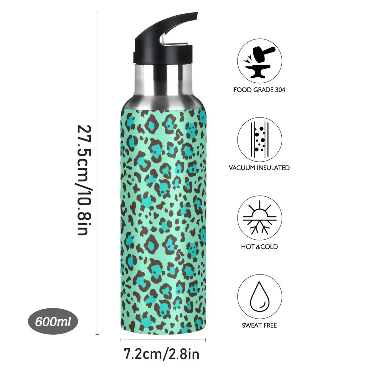 20 OZ Stainless Steel Vacuum Insulated Water Bottle with Straw Lid V3609