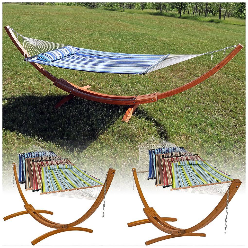 12 ft. Curved Arc Wood Hammock Stand V70269