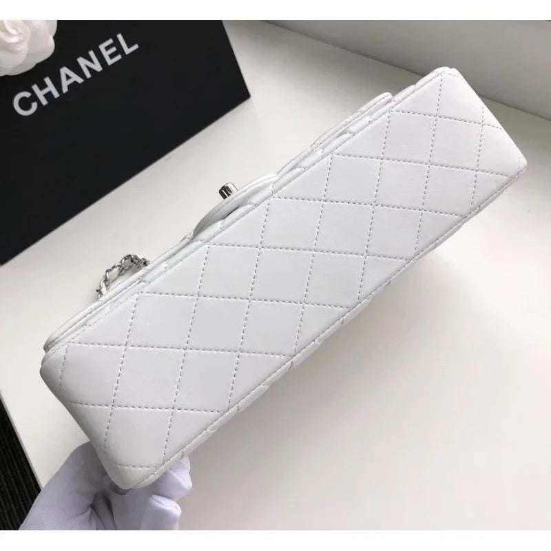 White Lambskin Leather Flap Bag B351