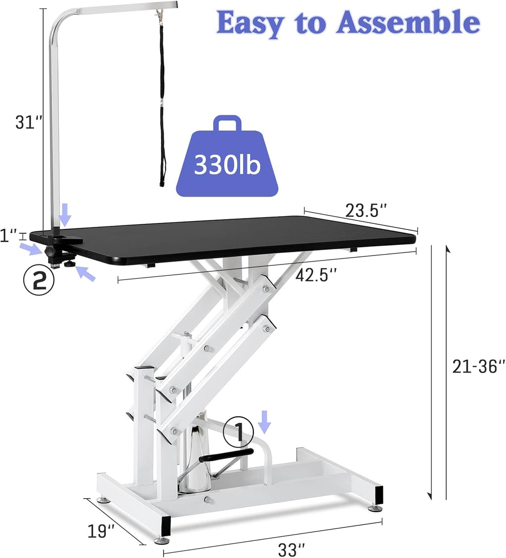 Black White Heavy Duty Hydraulic Pet Grooming Table B923447