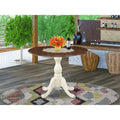 Drop Leaf Kitchen Table with Walnut Top and Linen White Pedestal Leg R308244