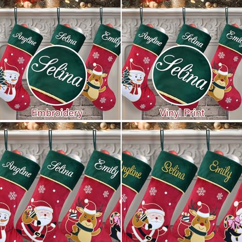 Red Velvet Penguin Christmas Stockings with Green Cuff Y20375