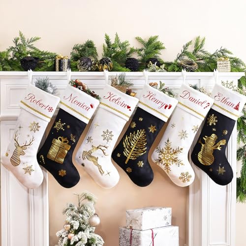 Red Velvet Penguin Christmas Stockings with Green Cuff Y20375